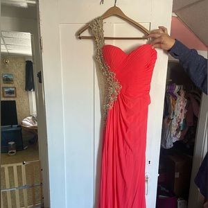 La Femme salmon/pink prom dress size 8